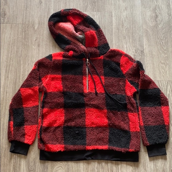 black fuzzy sweatshirt